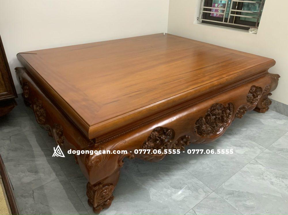 Sập Chân Quỳ Ba Bông Gỗ Gụ Lào chân 24 1m8 * 2m2 4 Sập Chân Quỳ Ba Bông Gỗ Gụ Lào chân 24 1m8 * 2m2