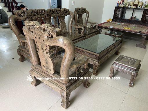 Bộ Bàn ghế minh quốc đào khuôn tranh 4 ván 2 gỗ mun đuôi công nam phi