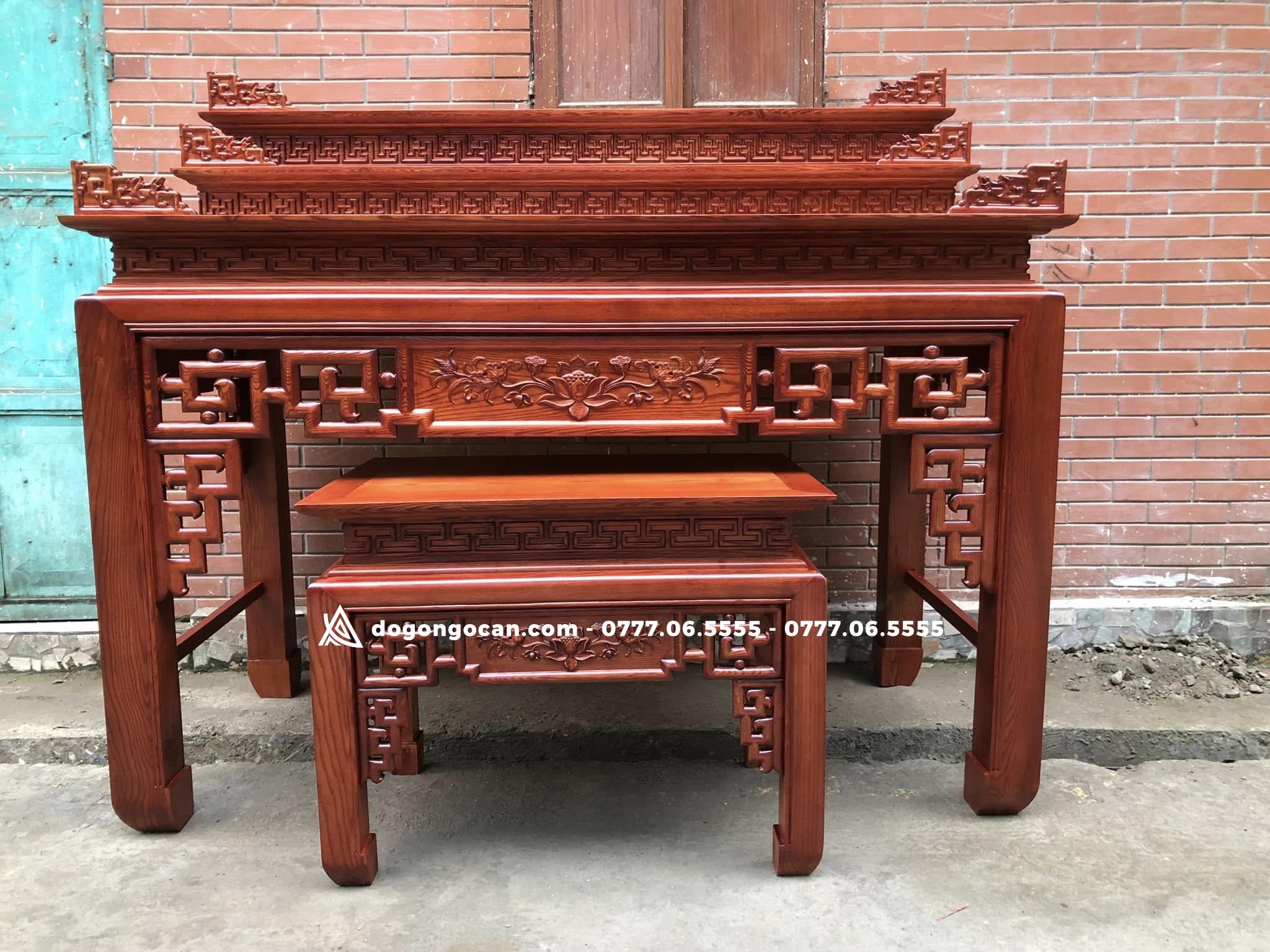 Mẫu án gian 3 tầng mẫu triện sen gỗ sồi nga chân 12 1 Import placeholder for 7437