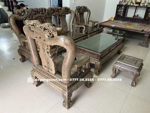 Bộ Bàn ghế minh quốc đào khuôn tranh 4 ván 2 gỗ mun đuôi công nam phi