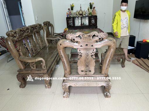 Bộ Bàn ghế minh quốc đào khuôn tranh 4 ván 2 gỗ mun đuôi công nam phi