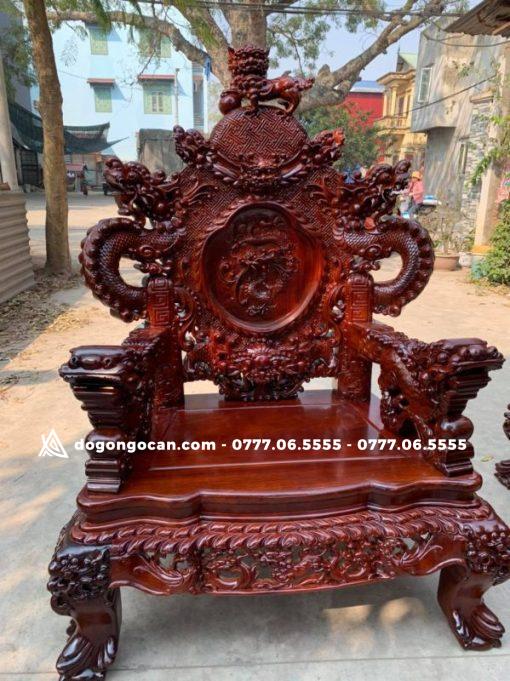 Bộ Bàn Ghế rồng đỉnh gỗ hương đỏ lào chân 14 đoản 2m6