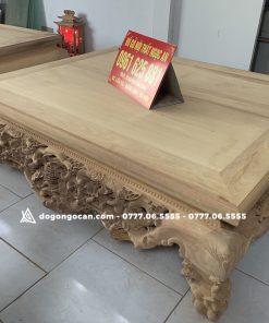 Sập Ngũ Phúc gỗ Gụ Nam Phi hàng nghệ nhân đục chọn vân gỗ ( 1m8 * 2m2 ) 21 Sập Nằm Chân Quỳ Đục Ngũ Phúc Gỗ Gụ kt 1m6 * 2m chân 24