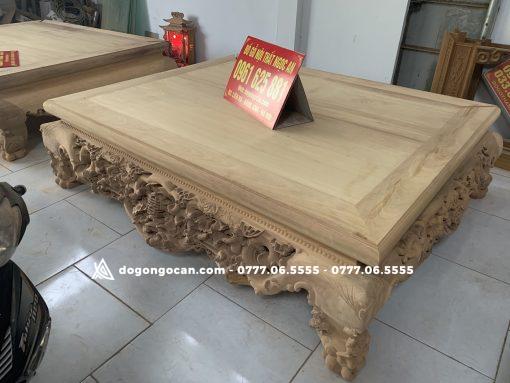 Sập Nằm Chân Quỳ Đục Ngũ Phúc Gỗ Gụ kt 1m6 * 2m chân 24