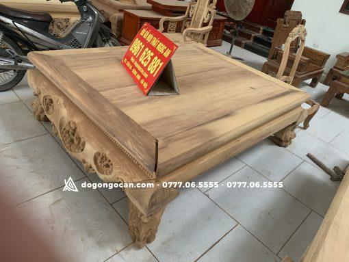 Sập gỗ gụ Nam Phi đục ba bông kênh bong cực đẹp