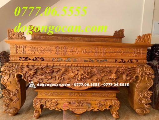 Sập Thờ Tứ Linh Chân 26 gỗ gõ đỏ nam phi (Chú Vĩnh, Hà Nam)