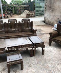 Bộ Bàn Ghế Âu Á Hộp Chương Voi Gỗ Mun Đuôi Công
