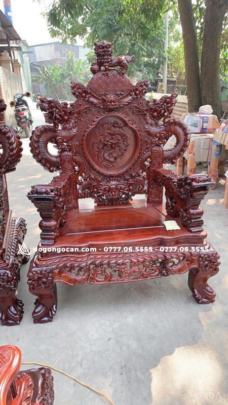 Bộ Bàn Ghế rồng đỉnh gỗ hương đỏ lào chân 14 đoản 2m6 7 Bộ Bàn Ghế rồng đỉnh gỗ hương đỏ lào chân 14 đoản 2m6