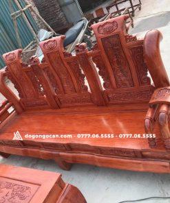 Bộ bàn ghế tần thủy hoàng gỗ Hương Đá cột 12 liền – yếm liền