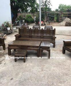 Bộ Bàn Ghế Âu Á Hộp Chương Voi Gỗ Mun Đuôi Công