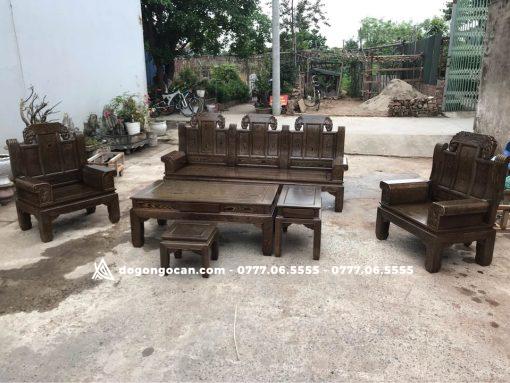 Bộ Bàn Ghế Âu Á Hộp Chương Voi Gỗ Mun Đuôi Công