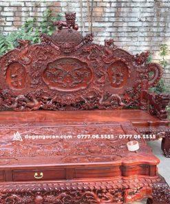 Bộ Bàn Ghế rồng đỉnh gỗ hương đỏ lào chân 14 đoản 2m6