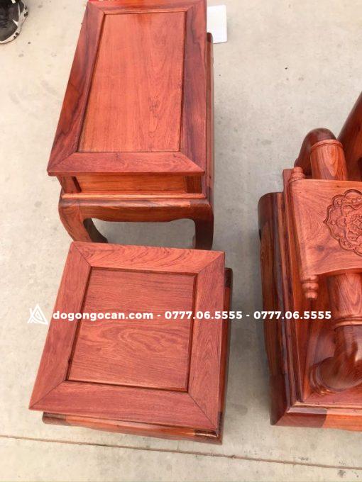 Bộ bàn ghế tần thủy hoàng gỗ Hương Đá cột 12 liền – yếm liền