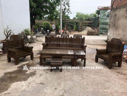 Bộ Bàn Ghế Âu Á Hộp Chương Voi Gỗ Mun Đuôi Công