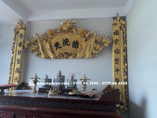 Bộ Cuốn Thư Câu Đối Sơn Son Thếp Vàng Gỗ Gụ Lào Cao Cấp