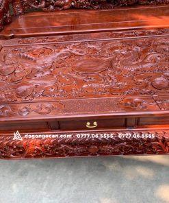 Bộ Bàn Ghế rồng đỉnh gỗ hương đỏ lào chân 14 đoản 2m6 12 Bộ Bàn Ghế rồng đỉnh gỗ hương đỏ lào chân 14 đoản 2m6