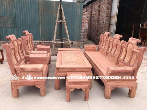 Bộ Bàn Ghế Phòng Khách Âu Á Hộp Gỗ Hương Đá Khuôn 4 ván 2cm - Hình ảnh 10