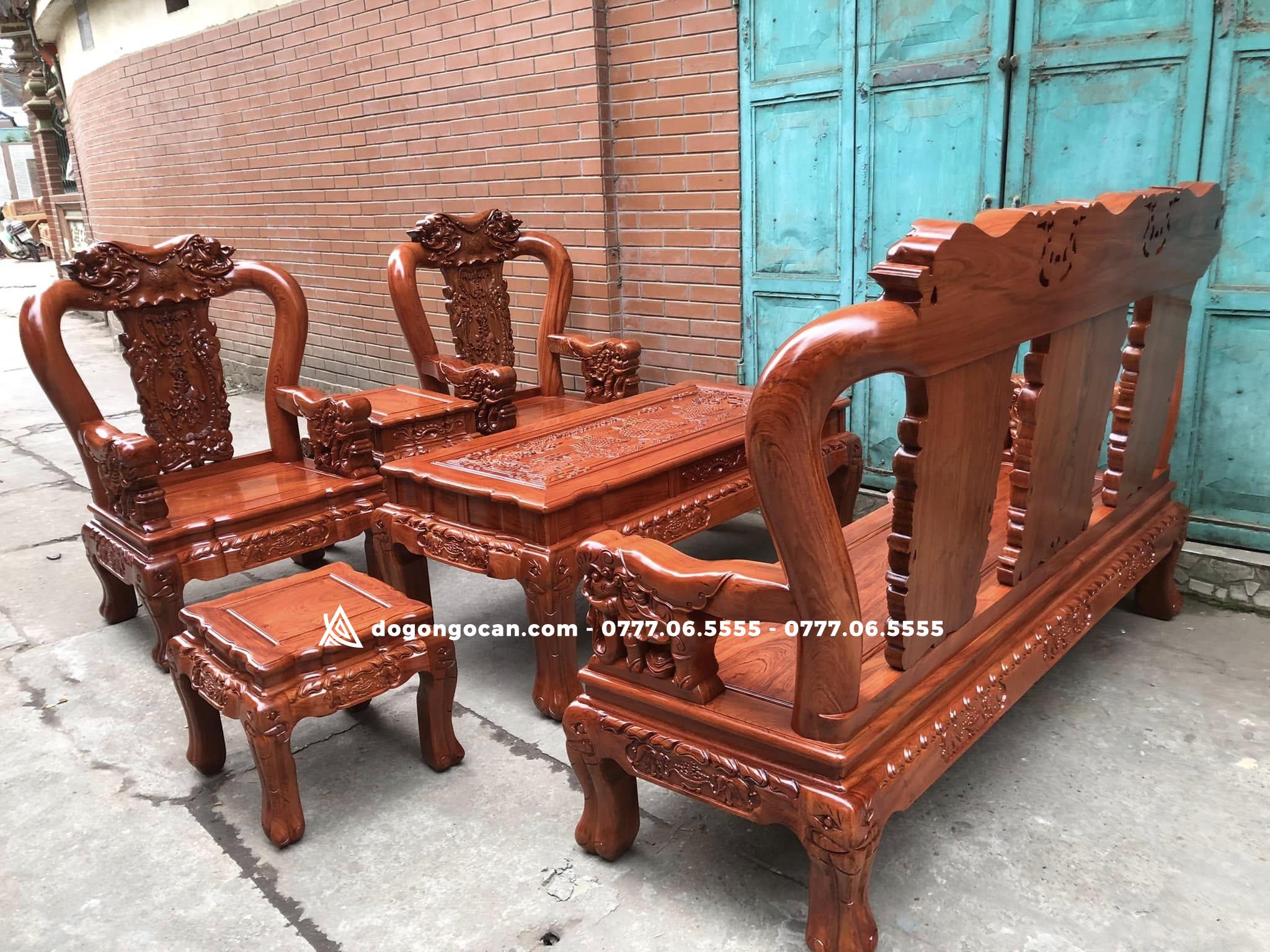 Bộ bàn ghế Minh Quốc voi chiến cột 12 khuôn tranh 4cm ván 2cm 4 Bộ bàn ghế Minh Quốc voi chiến cột 12 khuôn tranh 4cm ván 2cm