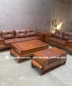 Bộ ghế sofa zito gỗ sồi nga phun màu óc chó kèm đệm