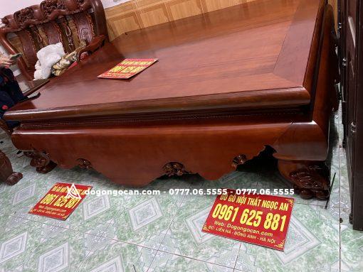 Sập trơn chân quỳ dạ cá 1m8 * 2m2 gỗ gụ Nam Phi hàng cổ liền – anh Doanh (Hà Nam)