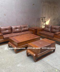 Bộ ghế sofa zito gỗ sồi nga phun màu óc chó kèm đệm