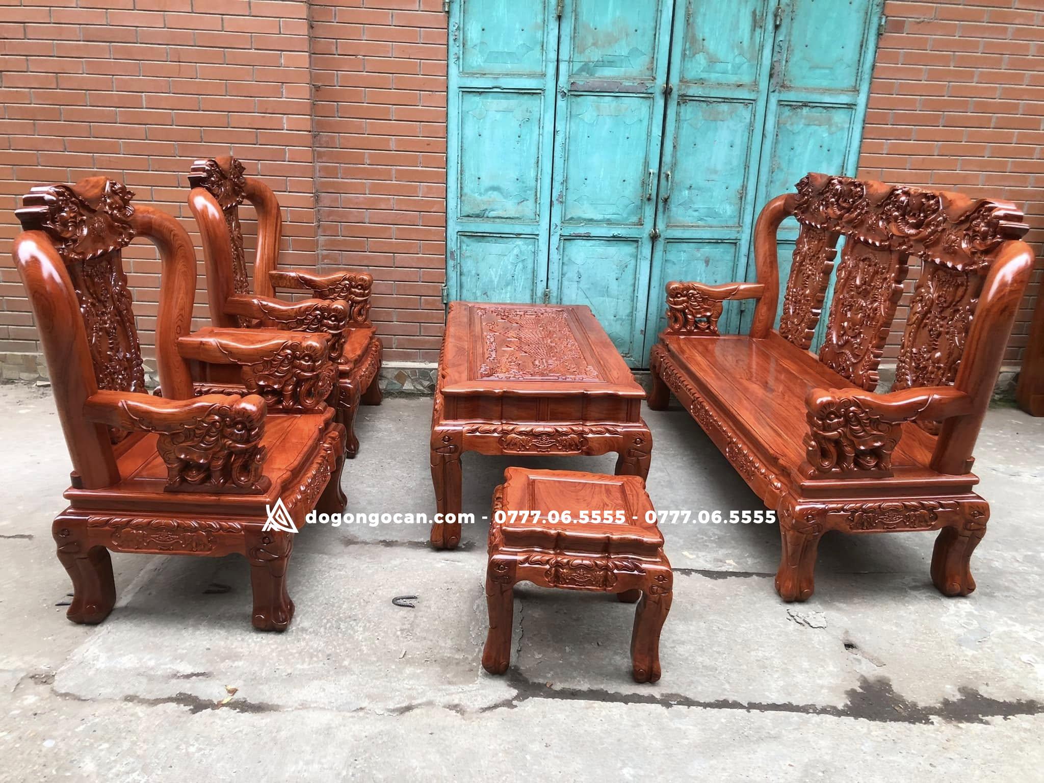 Bộ bàn ghế Minh Quốc voi chiến cột 12 khuôn tranh 4cm ván 2cm 1 Import placeholder for 7444