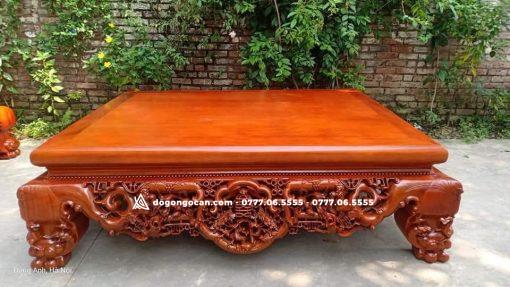 Sập Ngũ Phúc gỗ Gụ Nam Phi hàng nghệ nhân đục chọn vân gỗ ( 1m8 * 2m2 )