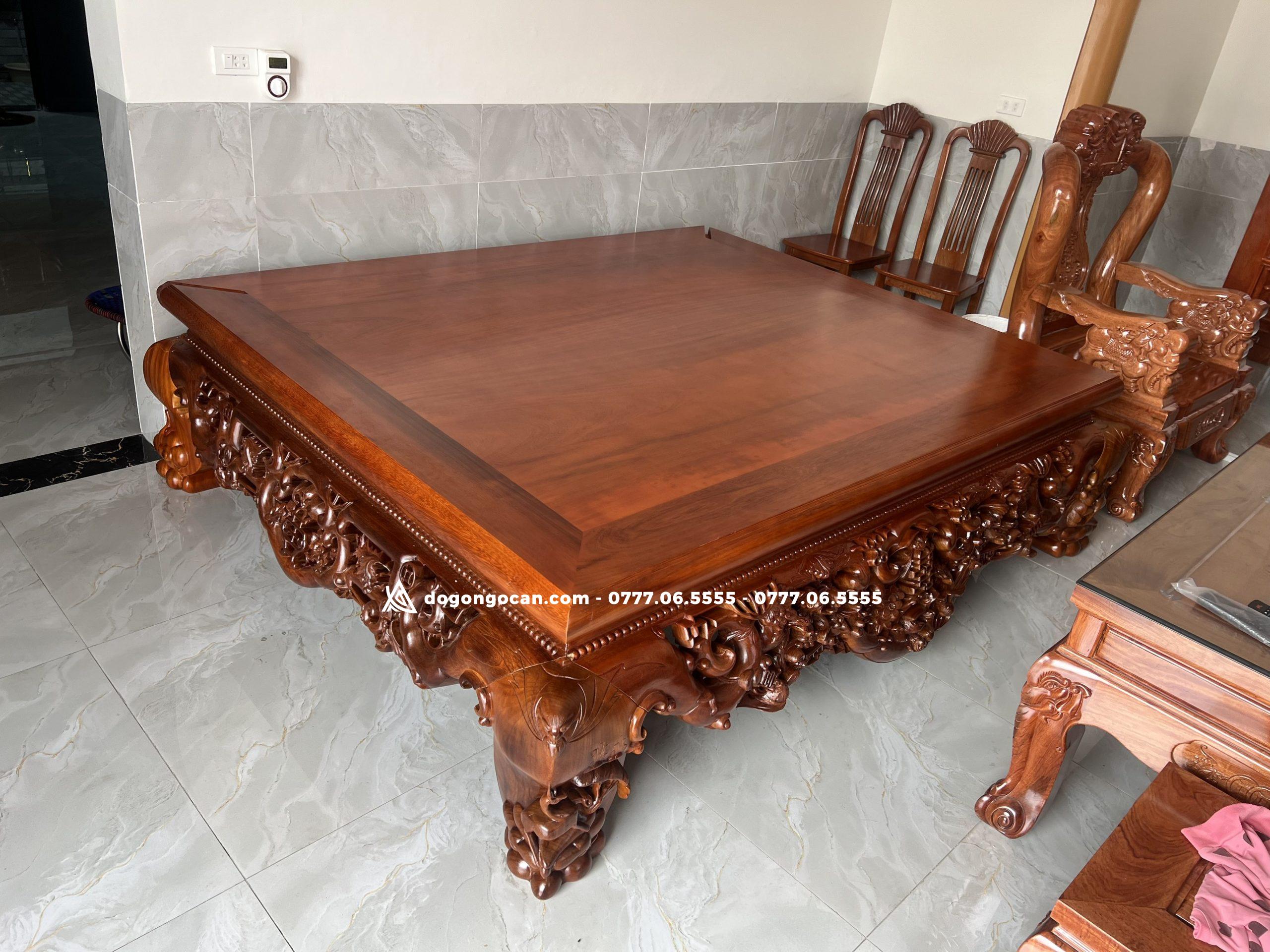 Sập Ngũ Phúc gỗ Gõ hàng nghệ nhân đục chọn vân gỗ – chú Quang (Ninh Bình) 1 Import placeholder for 5647