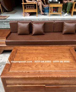 Bộ bàn ghế sofa chân chéo gỗ sồi nga cao cấp