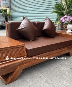 Bộ bàn ghế sofa chân chéo gỗ sồi nga cao cấp