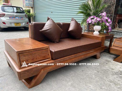 Bộ bàn ghế sofa chân chéo gỗ sồi nga cao cấp