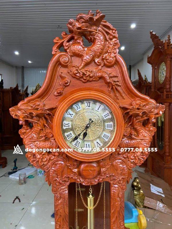 Đồng hồ cây chạm cửu long gỗ hương đá nam phi 4 Đồng hồ cây chạm cửu long gỗ hương đá nam phi