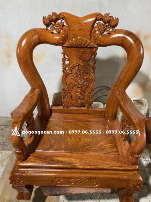 Bộ bàn ghế Minh Quốc đào gỗ Hương đá tay cột 12