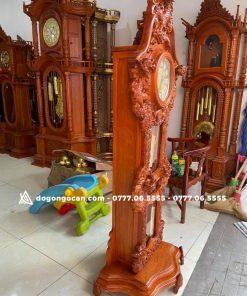 Đồng hồ cây chạm cửu long gỗ hương đá nam phi