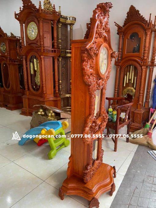 Đồng hồ cây chạm cửu long gỗ hương đá nam phi