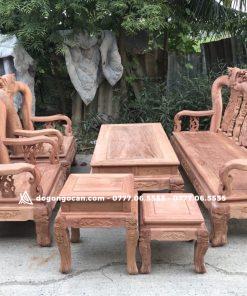 Bộ bàn ghế Minh Quốc đào gỗ Hương đá tay cột 12