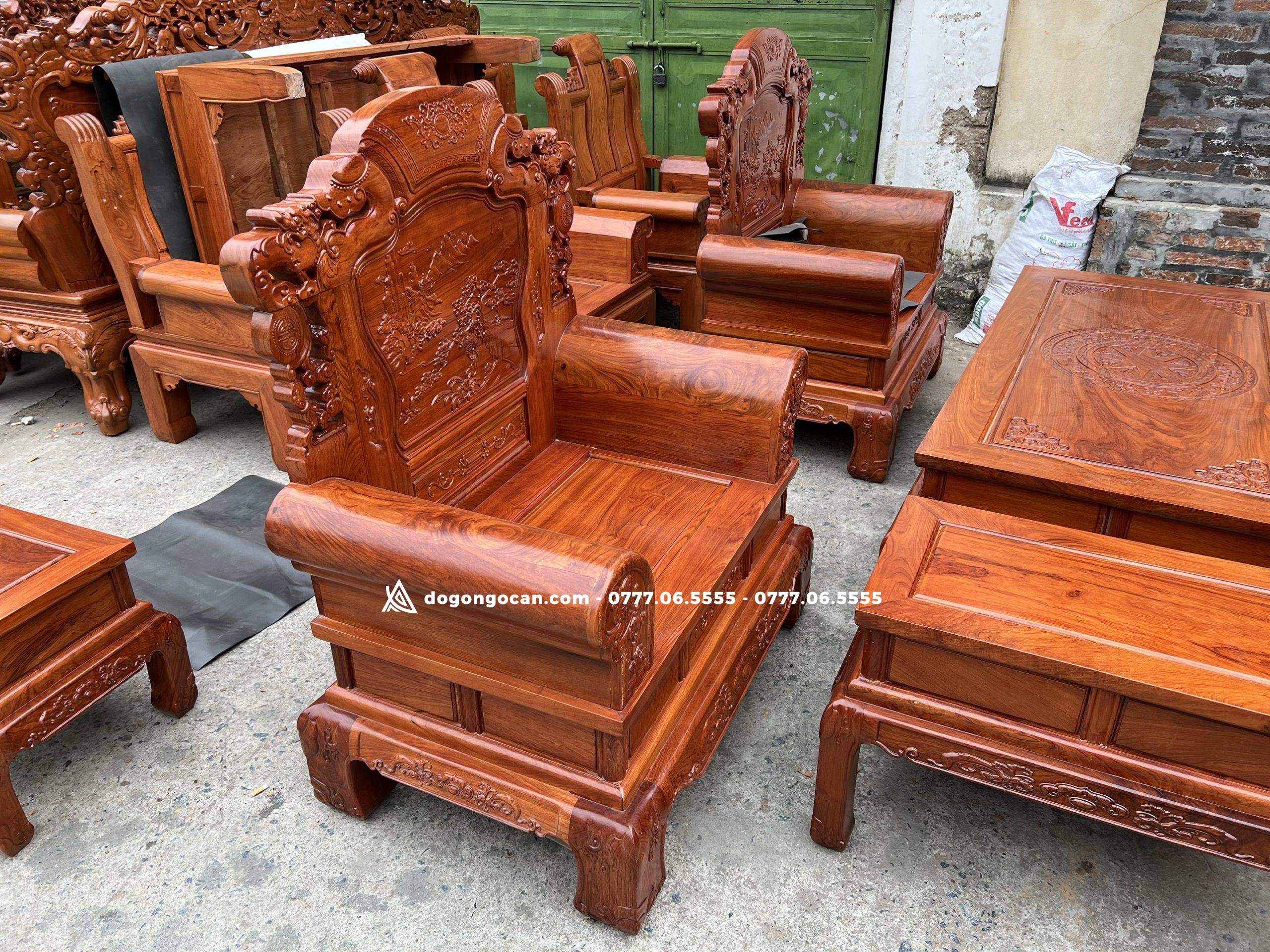 Bàn ghế phòng khách khổng tử gỗ hương đá khuôn 4cm ván 2cm 6 Bộ bàn ghế phòng khách mẫu khổng tử gỗ hương đá nam phi hàng khuôn 4 ván 2