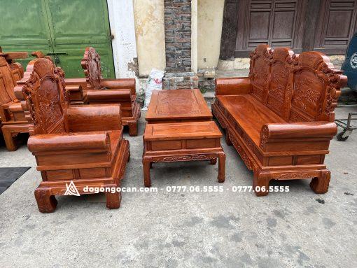 Bộ bàn ghế phòng khách mẫu khổng tử gỗ hương đá nam phi hàng khuôn 4 ván 2