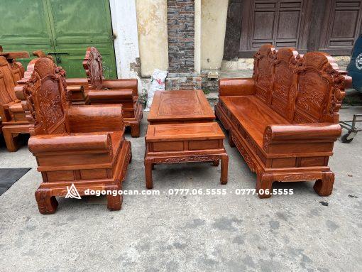 Bộ bàn ghế phòng khách mẫu khổng tử gỗ hương đá nam phi hàng khuôn 4 ván 2