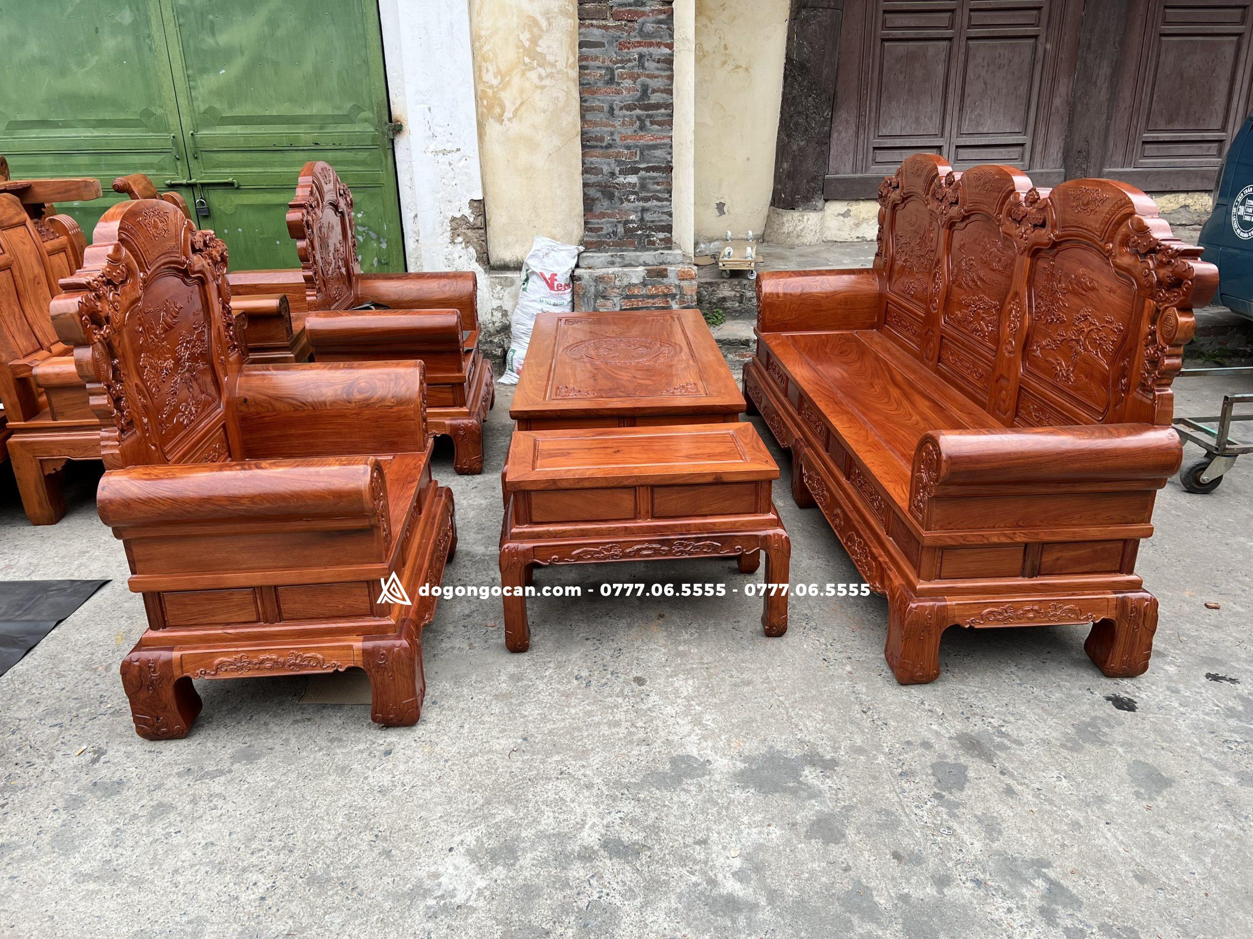 Bàn ghế phòng khách khổng tử gỗ hương đá khuôn 4cm ván 2cm 5 Bộ bàn ghế phòng khách mẫu khổng tử gỗ hương đá nam phi hàng khuôn 4 ván 2