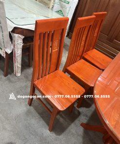 Bàn ăn bầu dục gỗ sồi nga 6 ghế phun màu hương