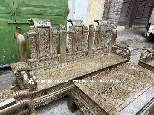 Bộ Tần Thủy Hoàng gỗ Mun đuôi công cột liền – yếm liền