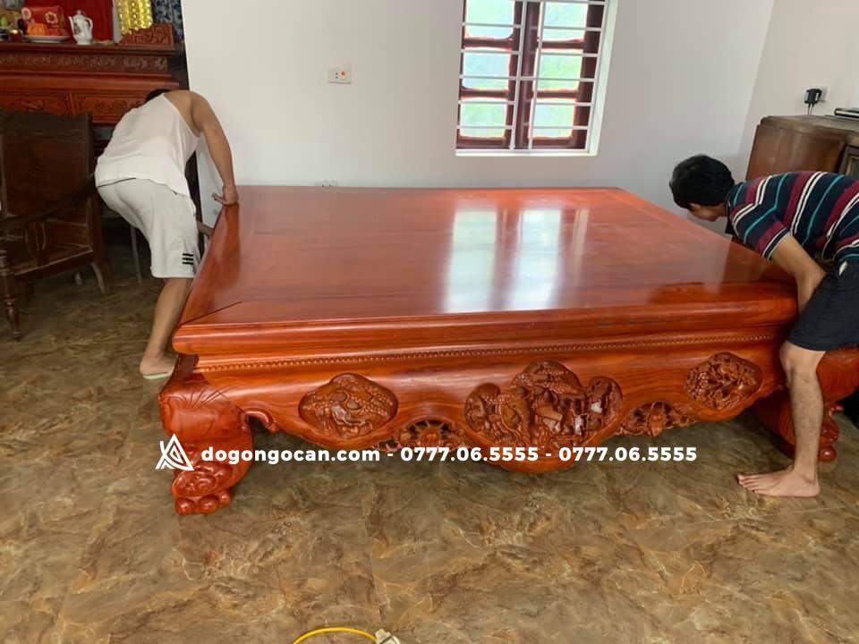 Sập chân quỳ gỗ gụ Nam Phi đục ba bông kênh bong 1m8 * 2m2 ( Chị Thảo - Hải Phòng ) 1 Import placeholder for 5365