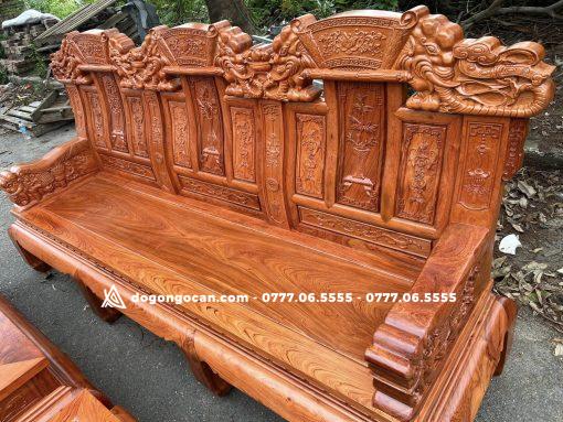 Bộ bàn ghế Âu Á Kim Tiền chương voi như ý 6 món gỗ hương đá