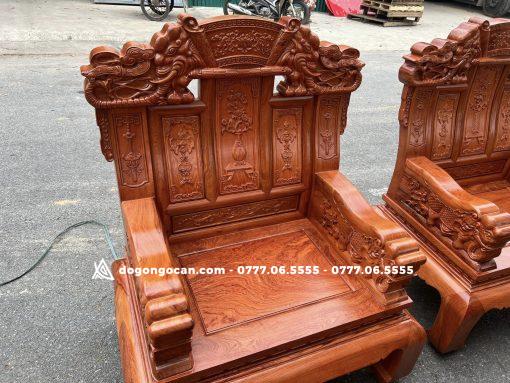 Bộ bàn ghế Âu Á Kim Tiền chương voi như ý 6 món gỗ hương đá