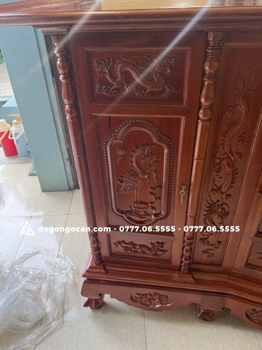 Tủ thờ gỗ gụ 1m53 đục 3 ông Tam Đa