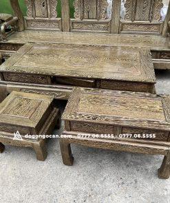 Bộ Tần Thủy Hoàng gỗ Mun đuôi công cột liền – yếm liền