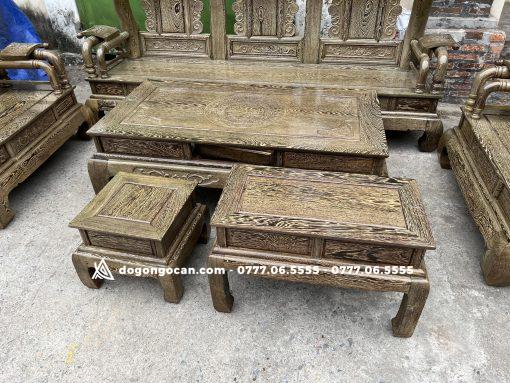 Bộ Tần Thủy Hoàng gỗ Mun đuôi công cột liền – yếm liền