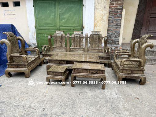Bộ Tần Thủy Hoàng gỗ Mun đuôi công cột liền – yếm liền