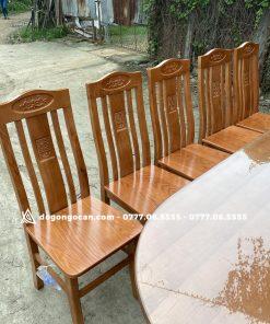 Bộ bàn ghế phòng ăn Ovan bầu dục gỗ sồi nga